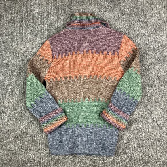 Colorblock Cardigan Womens M Multicolor Knit Retro Boho Button Front Sweater - Picture 5 of 7
